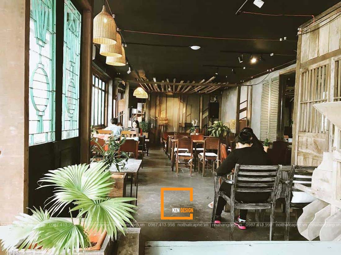 thiết kế quán cafe phong cách rustic 